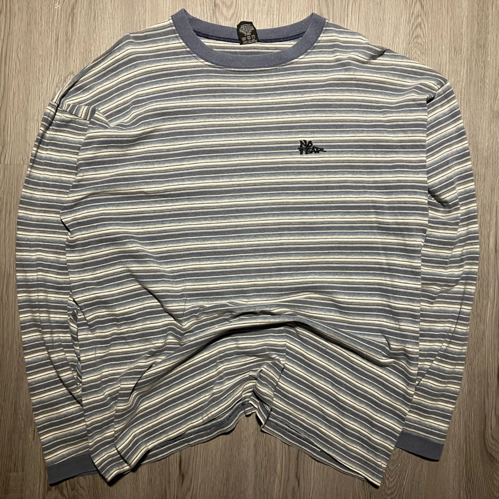 Vtg. 90s NO FEAR Striped Long Sleeve Shirt made in USA mens XL embroidered logo
